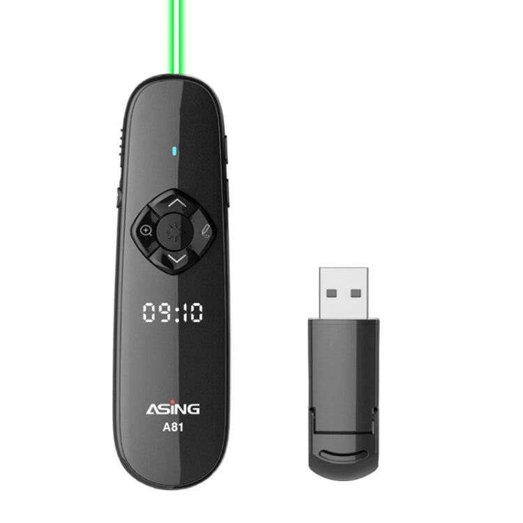 ASiNG A81 PPT Page Turning Clicker With Timing Function & 32G 3-in-1 USB Receiver, Color: Green Light - free shipping - PMC TechLife - Order now!