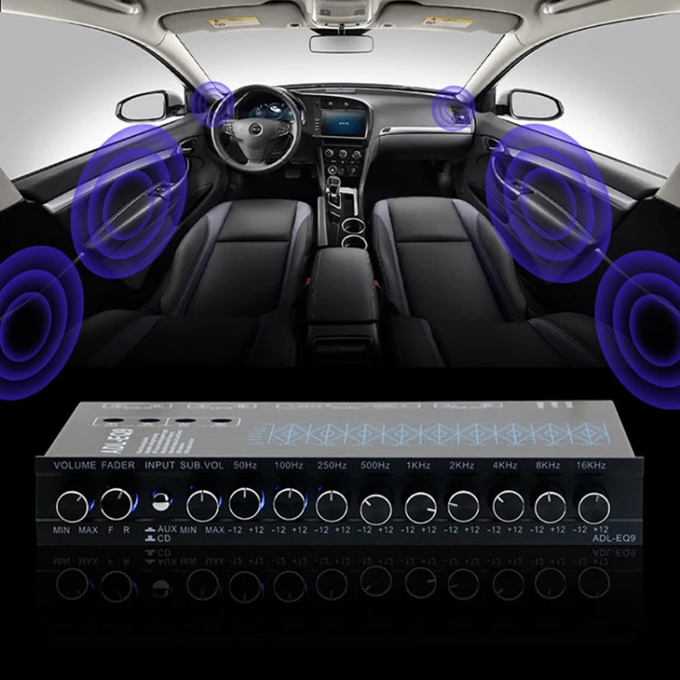 ADL-EQ9  Car Audio 9-Band Equalizer EQ Tuning Crossover Amplifier(Black) - Car Amplifiers by PMC Jewellery | Online Shopping South Africa | PMC Jewellery | Buy Now Pay Later Mobicred