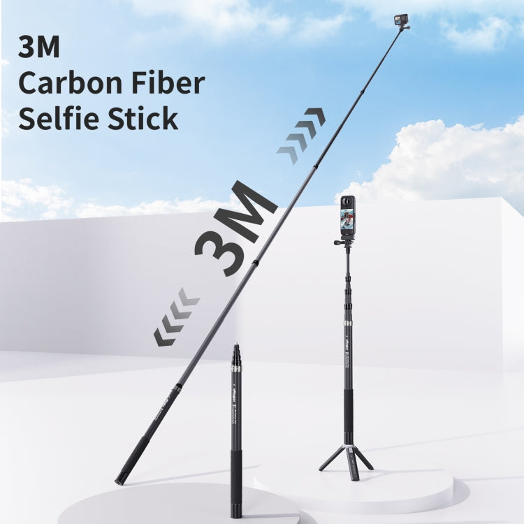 aMagisn 3m Carbon Fiber Invisible Selfie Stick Extension Rod For Action Camera - free shipping - PMC TechLife - Order now!