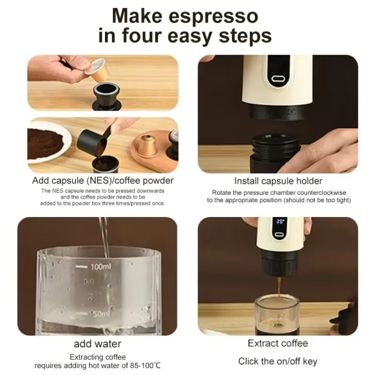 Wireless Portable Coffee Machine Compatible With Ground Coffee & NS Capsule(Beige) - free shipping - PMC TechLife - Order now!