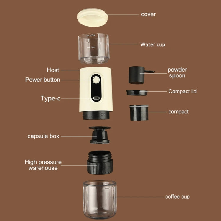 Wireless Portable Coffee Machine Compatible With Ground Coffee & NS Capsule(Beige) - free shipping - PMC TechLife - Order now!