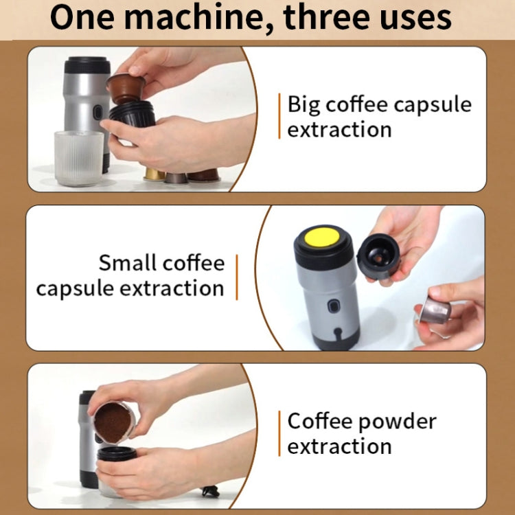 12V 3 In 1 Car Self-heating Coffee Machine Compatible With Large / Small Capsules and Ground Coffee, EU Plug(Silver) - free shipping - PMC TechLife - Order now!