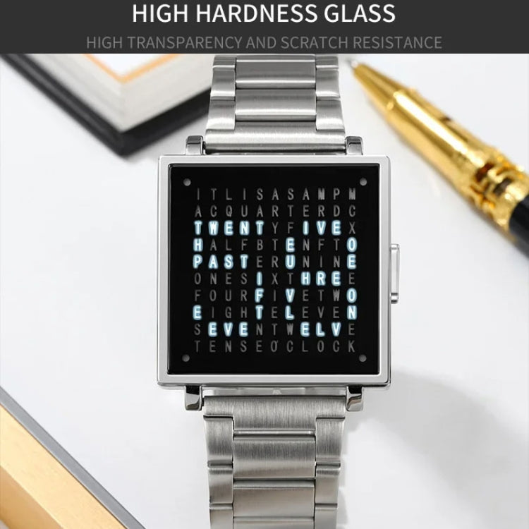 SKMEI Multi-function Letter Display Dial Square Men Electronic Watch, Color: Gold Steel Band - free shipping - PMC TechLife - Order now!