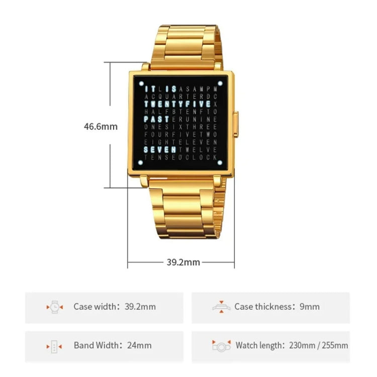 SKMEI Multi-function Letter Display Dial Square Men Electronic Watch, Color: Silver Steel Band - free shipping - PMC TechLife - Order now!