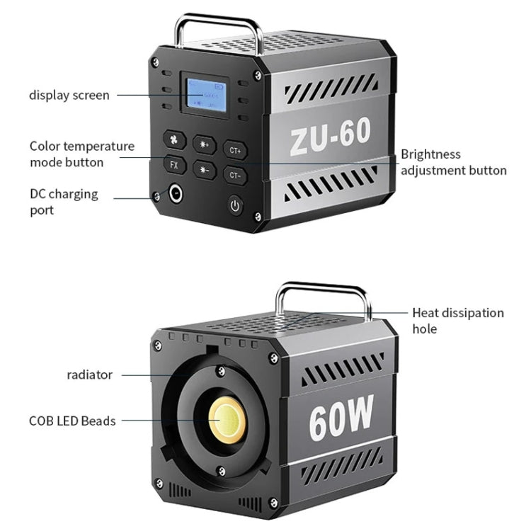 Desiontal ZU-60 60W Hand-Held Camera Light High Power Fill Light, EU Plug, Spec: Standard - free shipping - PMC TechLife - Order now!