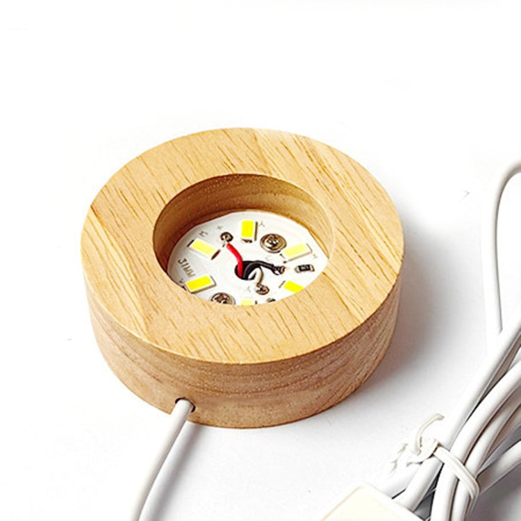 LED Light Solid Wood Luminous Base for Resin Art Acrylic Glass Lights Round 6x2cm(Warm Light) - free shipping - PMc TechLife - Order now!