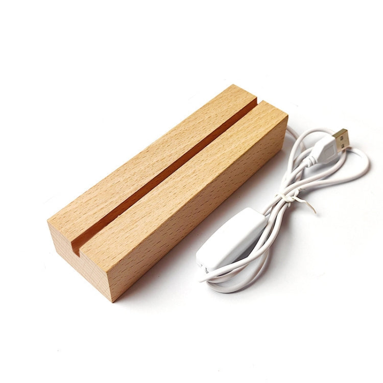 LED Light Solid Wood Luminous Base for Resin Art Acrylic Glass Lights Rectangular Slot 20cm(Three-color Light) - free shipping - PMc TechLife - Order now!