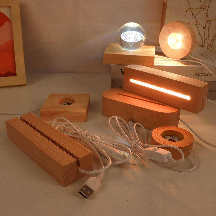 LED Light Solid Wood Luminous Base for Resin Art Acrylic Glass Lights Round 10x2cm(Warm Light) - free shipping - PMc TechLife - Order now!