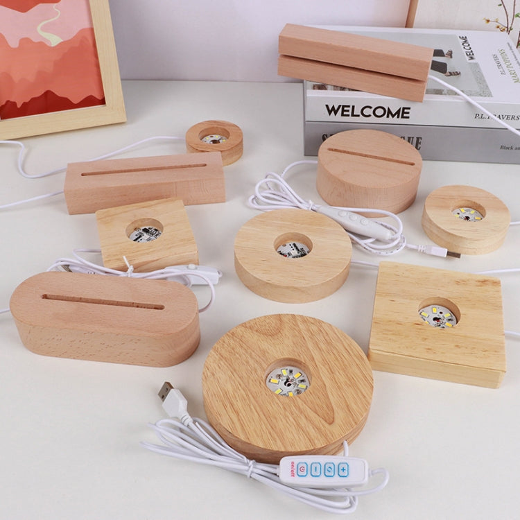 LED Light Solid Wood Luminous Base for Resin Art Acrylic Glass Lights Round 10x2cm(Warm Light) - free shipping - PMc TechLife - Order now!