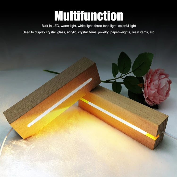 LED Light Solid Wood Luminous Base for Resin Art Acrylic Glass Lights Rectangular 18cm(Three-color Light) - free shipping - PMc TechLife - Order now!