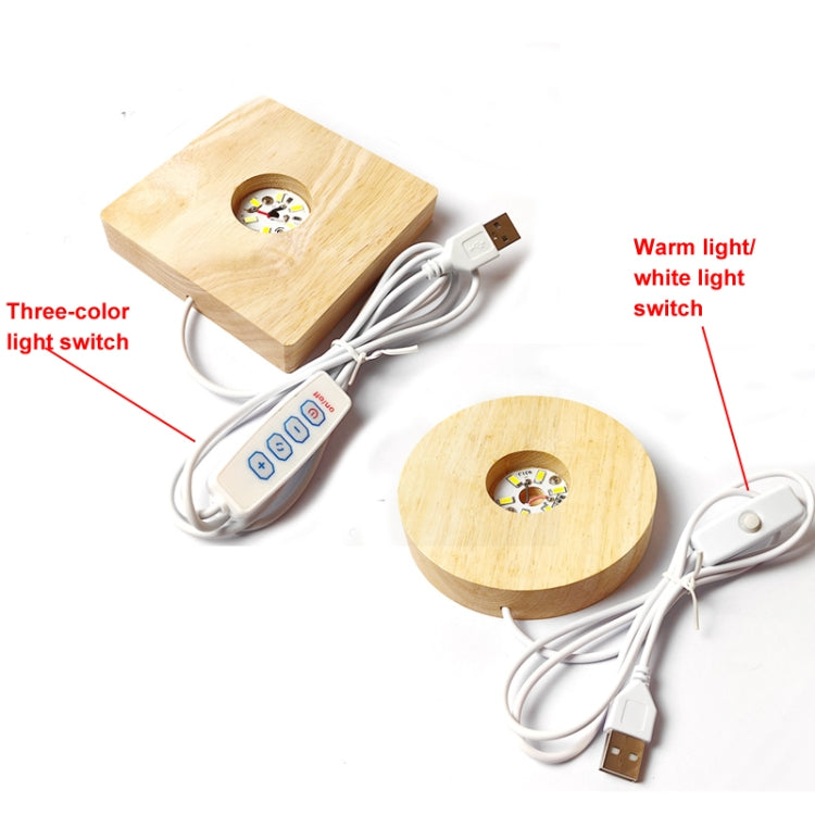 LED Light Solid Wood Luminous Base for Resin Art Acrylic Glass Lights Round 6x2cm(White Light) - free shipping - PMc TechLife - Order now!