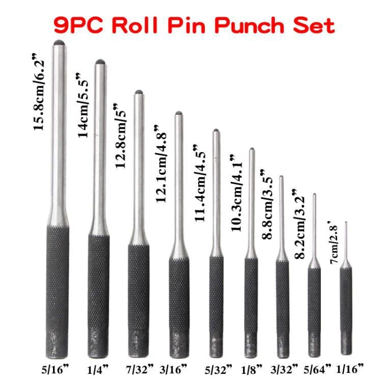 9-in-1 Heavy Duty Roll Pin Punch Set Round Punch Removal Tools, Spec: Canvas Packaging - free shipping - PMc TechLife - Order now!