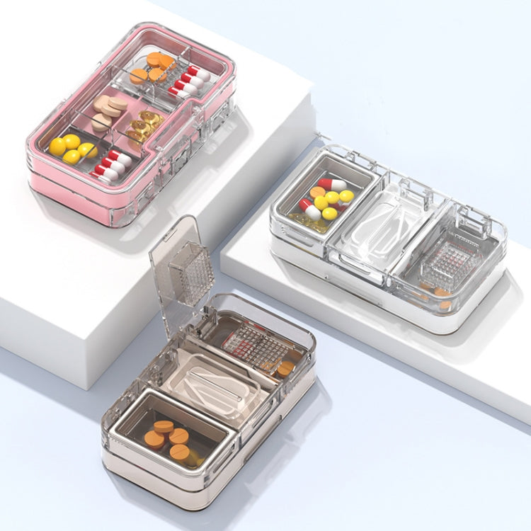 3 In 1 Double-layer Cutting and Grinding Medicine Box Travel Pill Organizer Case(Black) - free shipping - PMC TechLife - Order now!