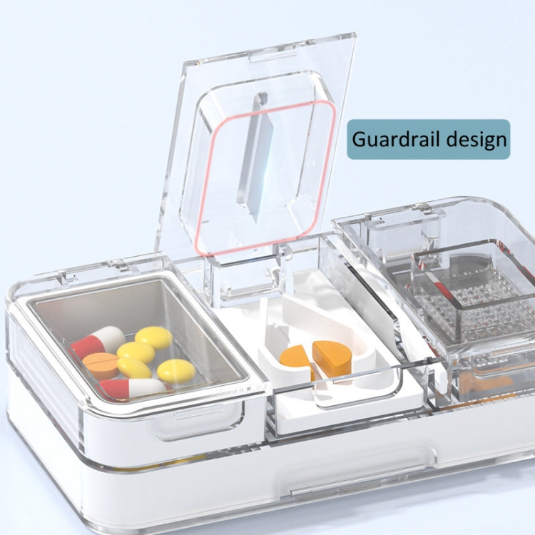 3 In 1 Double-layer Cutting and Grinding Medicine Box Travel Pill Organizer Case(Black) - free shipping - PMC TechLife - Order now!