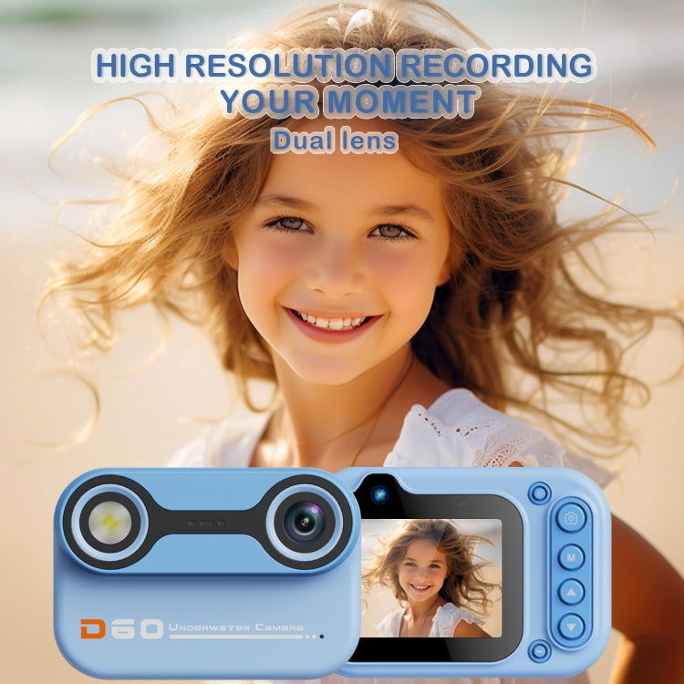 D60 3m Waterproof 2K HD 10X 2.4-inch Outdoor Photo Video Recording Children Mini Camera(Yellow) - Children Cameras by PMC TechLife | Online Shopping South Africa | PMC TechLife | Buy Now Pay Later Mobicred