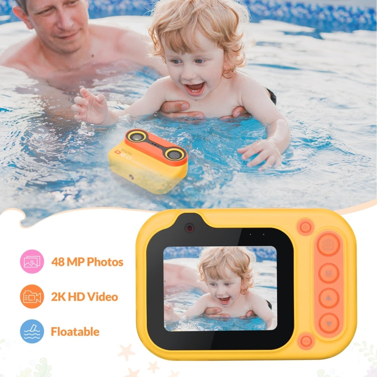D60 3m Waterproof 2K HD 10X 2.4-inch Outdoor Photo Video Recording Children Mini Camera(Yellow) - Children Cameras by PMC TechLife | Online Shopping South Africa | PMC TechLife | Buy Now Pay Later Mobicred
