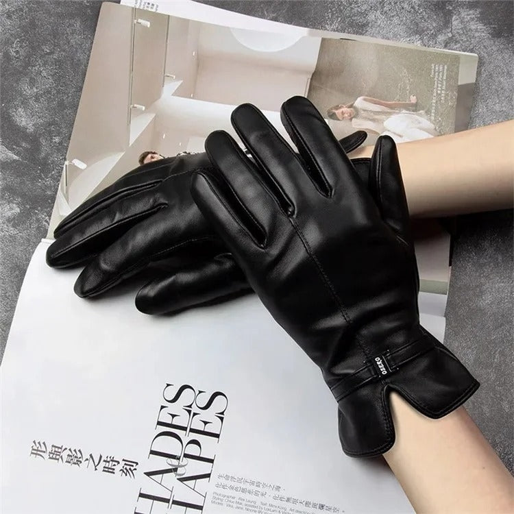 Women Sheepskin Wool Fleece Lined Windproof Warm Gloves Touchscreen Thick Snow Driving Gloves, Size: XL(Red) - Full Finger Gloves by PMC TechLife | Online Shopping South Africa | PMC TechLife | Buy Now Pay Later Mobicred