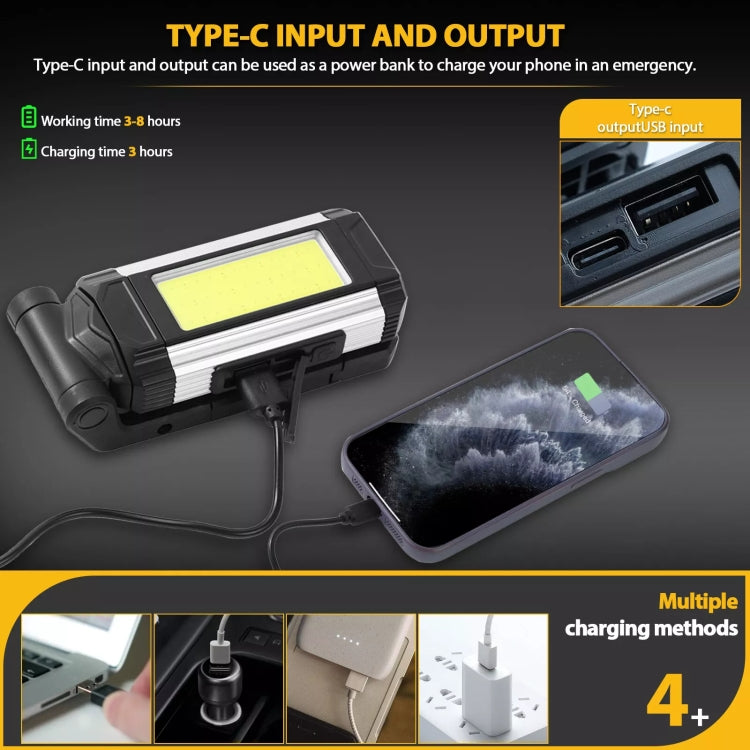 E-SMARTER K011 USB Rechargeable Repair Light With Magnet COB Strong Light Flashlight, Style: B Simple Red - Other Tools by E-SMARTER | Online Shopping South Africa | PMC TechLife | Buy Now Pay Later Mobicred