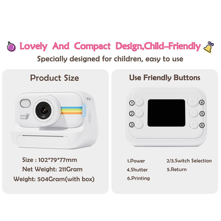2.0-Inch LED Flash 1080P HD Recording Photo Printing Camera With 3-Rolls Paper, Color: Black+32G - Children Cameras by PMC TechLife | Online Shopping South Africa | PMC TechLife | Buy Now Pay Later Mobicred