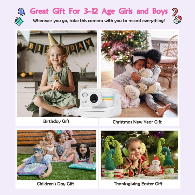 2.0-Inch LED Flash 1080P HD Recording Photo Printing Camera With 3-Rolls Paper, Color: White - Children Cameras by PMC TechLife | Online Shopping South Africa | PMC TechLife | Buy Now Pay Later Mobicred