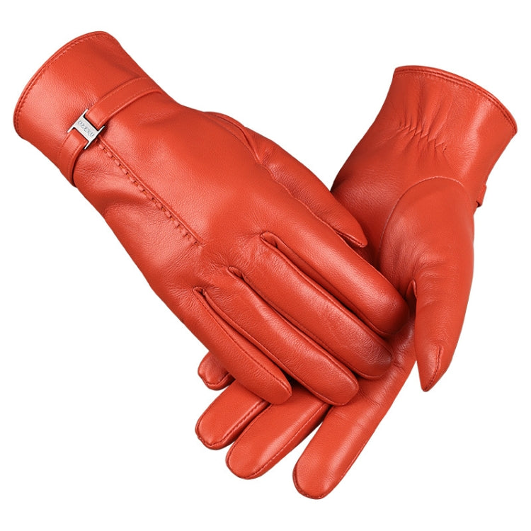 OZERO Women Sheepskin Warm Gloves with Fleece Lining Split Finger Elasticated Gloves, Size: M(Orange Red) - Full Finger Gloves by OZERO | Online Shopping South Africa | PMC TechLife | Buy Now Pay Later Mobicred