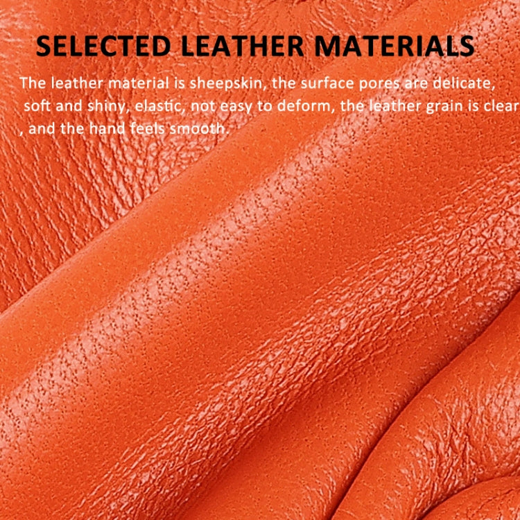 OZERO Women Sheepskin Warm Gloves with Fleece Lining Split Finger Elasticated Gloves, Size: L(Red Coffee) - Full Finger Gloves by OZERO | Online Shopping South Africa | PMC TechLife | Buy Now Pay Later Mobicred