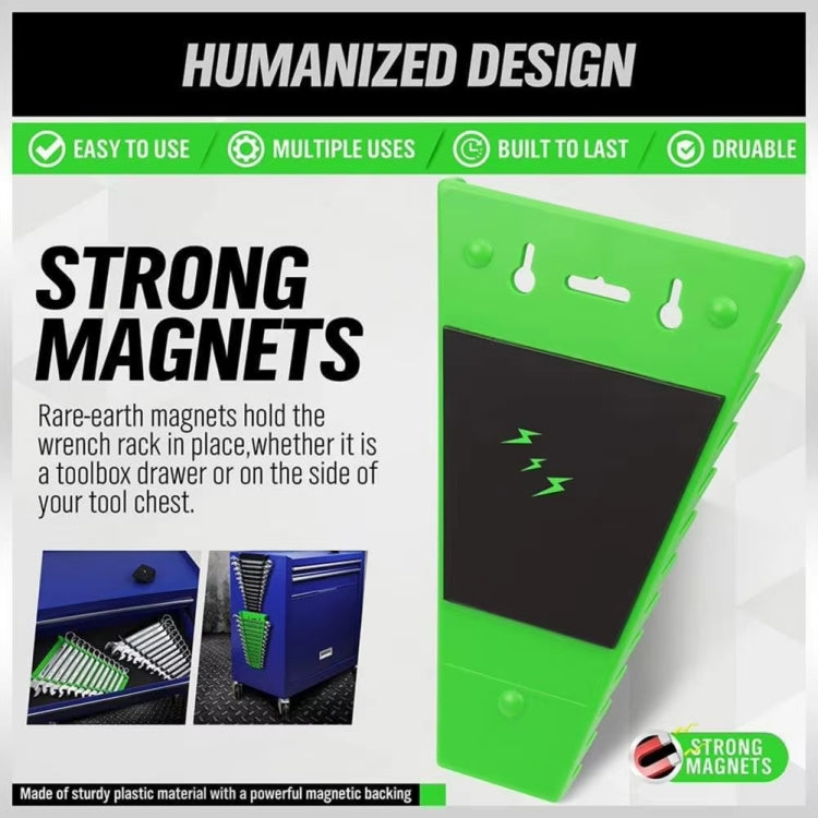 12-Slot Plastic Magnetic Removable Tray Wrench Storage Bracket(Black+Blue) - free shipping - PMC TechLife - Order now!