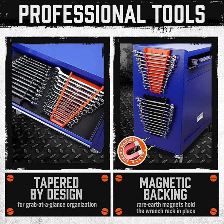 12-Slot Plastic Magnetic Removable Tray Wrench Storage Bracket(Black+Blue) - free shipping - PMC TechLife - Order now!
