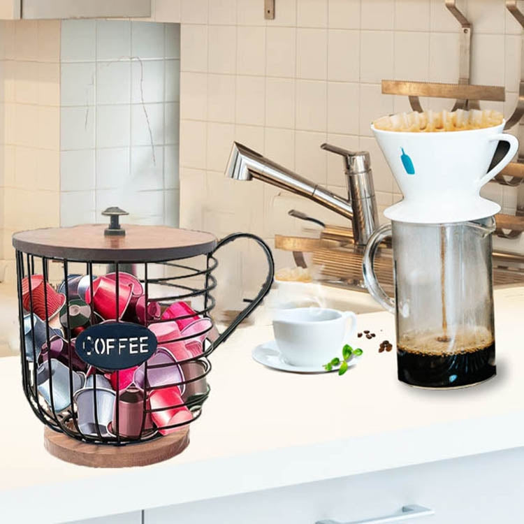 Coffee Companion Storage Rack Cup-Shaped Kitchen Storage Basket, Color: Black No Words���Lid - free shipping - PMC TechLife - Order now!