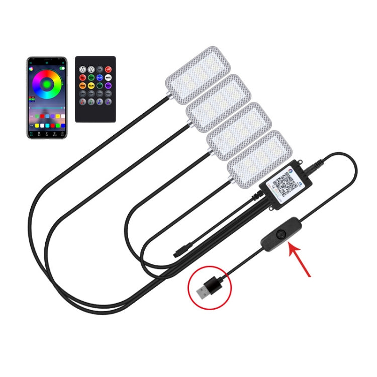Eight-Color LED Voice Control Car Music Rhythm Atmosphere Light, Specification: 5V USB With Switch APP + Remote Control - free shipping - PMC TechLife - Order now!