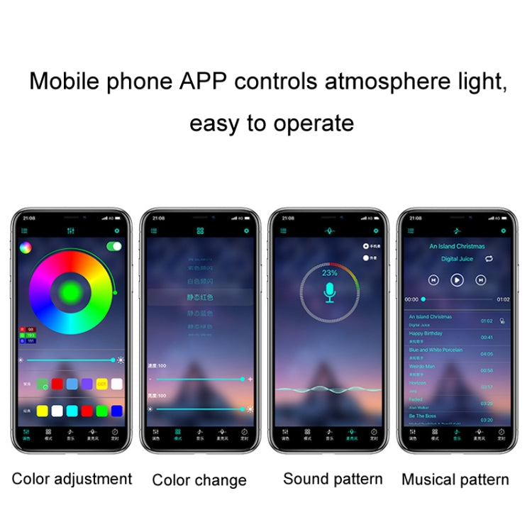 Eight-Color LED Voice Control Car Music Rhythm Atmosphere Light, Specification: 5V USB APP + Remote Control - Atmosphere lights by PMC TechLife | Online Shopping South Africa | PMC TechLife | Buy Now Pay Later Mobicred