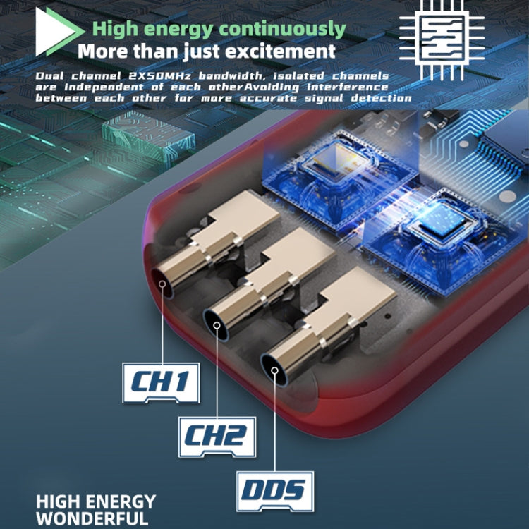 BSIDE O9 Digital Handheld Dual Channel 50MHz Oscilloscope Signal Source Multimeter, Spec: With Single Oscilloscope Probe (Red) - free shipping - PMC TechLife - Order now!