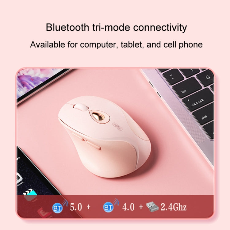 Inphic DR801 2.4G+Bluetooth 5.0/4.0 Wireless Mouse USB Tri-Mode Mute Rechargeable Girls Office Home Gaming Mouse(Pink) - free shipping - PMC TechLife - Order now!