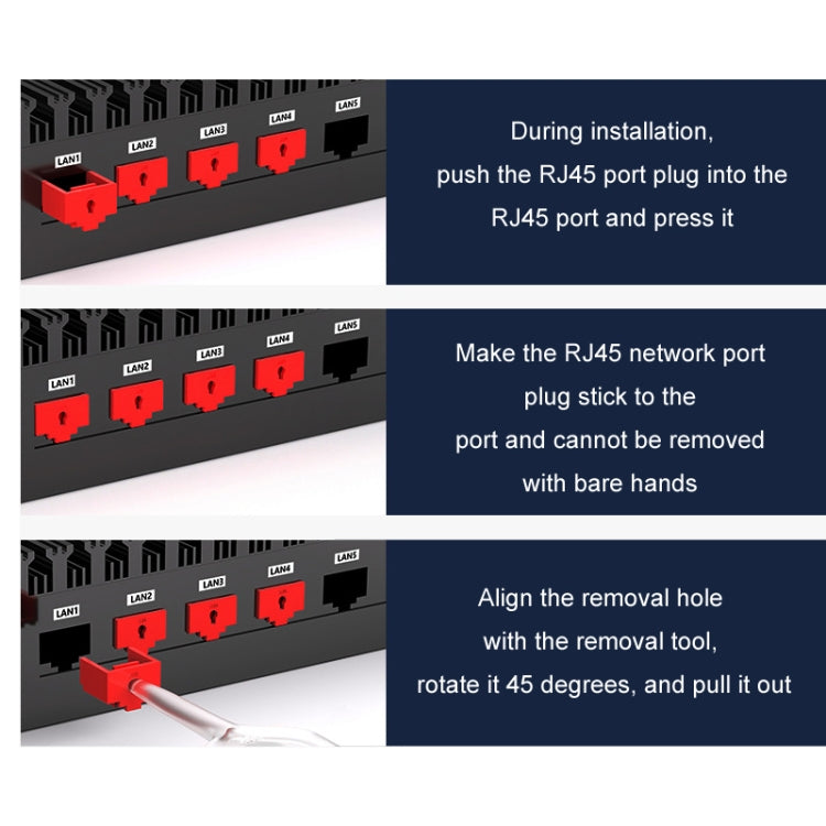 RJ45 Pport Anti-theft Lock Removable Dust Plug(Red 10 Plug+1 Key) - Anti-Dust Plugs by PMC TechLife | Online Shopping South Africa | PMC TechLife | Buy Now Pay Later Mobicred