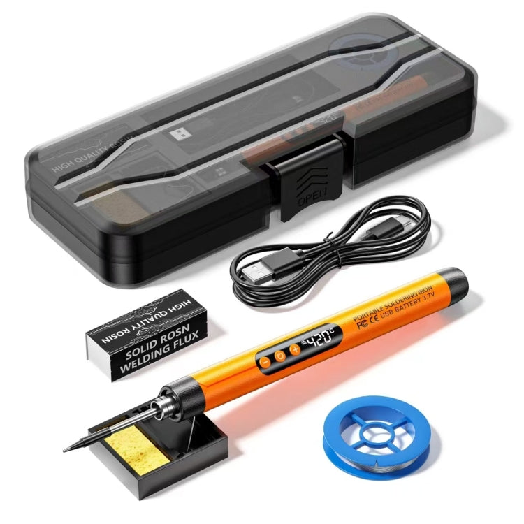 USB Digital Display Charging Soldering Iron Set 5-speed Temperature Adjustable Standard Edition Orange - Soldering Iron Set by PMc TechLife | Online Shopping South Africa | PMc TechLife | Buy Now Pay Later Mobicred