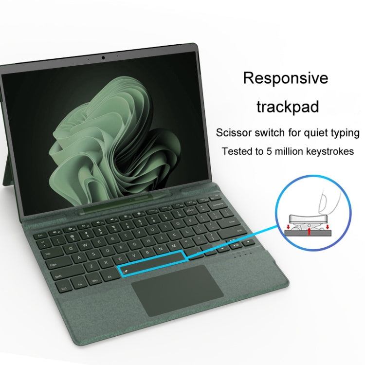 For Microsoft Surface Pro 8 / 9 / X Bluetooth Keyboard Magnetic Tablet Wireless Touch Backlit Keyboard With Pen Slot(Green) - free shipping - PMC TechLife - Order now!
