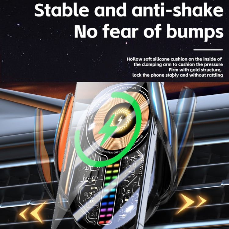 15W Car Sound Pickup Atmosphere Light Wireless Mobile Phone Charging Stand(Silver) - Wireless Charger Holders by PMC TechLife | Online Shopping South Africa | PMC TechLife | Buy Now Pay Later Mobicred