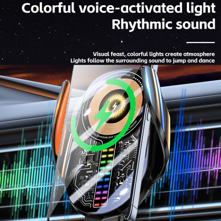 15W Car Sound Pickup Atmosphere Light Wireless Mobile Phone Charging Stand(Silver) - Wireless Charger Holders by PMC TechLife | Online Shopping South Africa | PMC TechLife | Buy Now Pay Later Mobicred