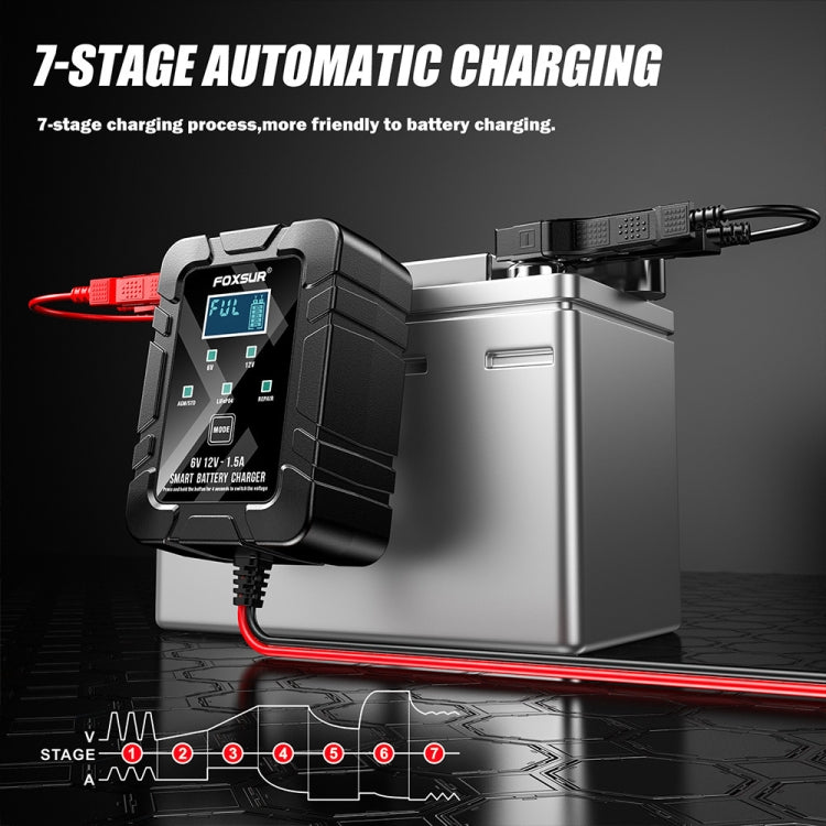 FOXSUR 6V/12V 1.5A Lawn Mower Motorcycle Lead Acid Battery SAE Plug Charger(US Plug) - Battery Charger by FOXSUR | Online Shopping South Africa | PMC TechLife | Buy Now Pay Later Mobicred