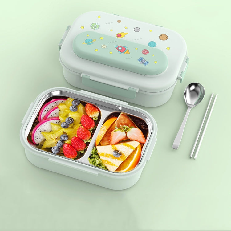 316 Stainless Steel Insulated Lunch Box Children Portable Compartment Lunch Case, Style: Light Green 2 Grids - Cutlery Sets by PMc TechLife | Online Shopping South Africa | PMc TechLife | Buy Now Pay Later Mobicred