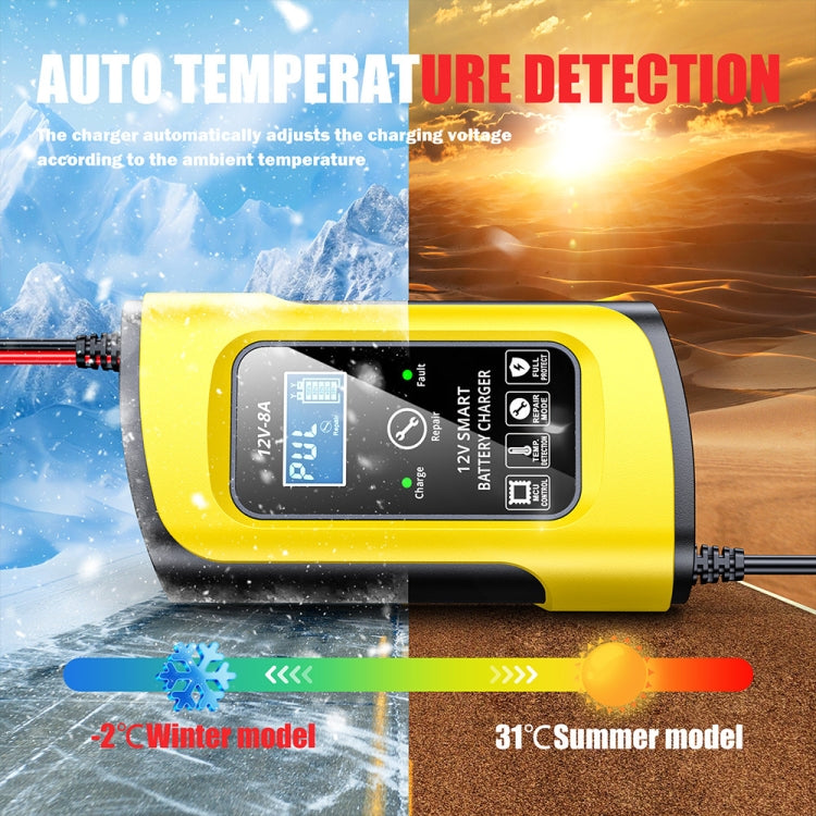 FOXSUR 12V8A SUV Car Motorcycle Intelligent Repair Type Lead-acid Battery Charger(US Plug) - Battery Charger by FOXSUR | Online Shopping South Africa | PMC TechLife | Buy Now Pay Later Mobicred