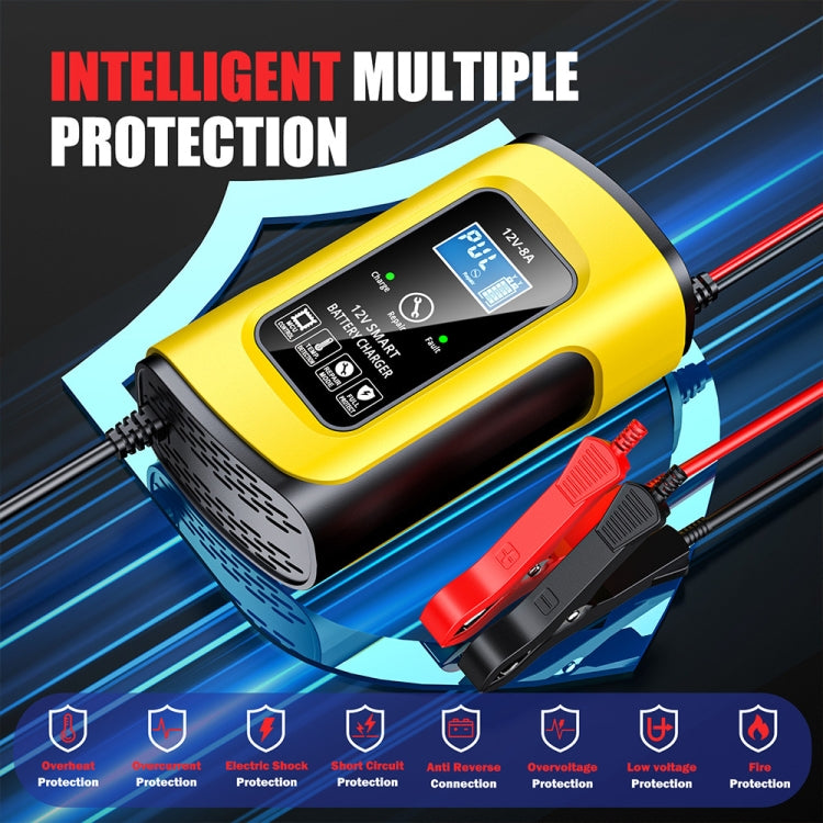 FOXSUR 12V8A SUV Car Motorcycle Intelligent Repair Type Lead-acid Battery Charger(EU Plug) - free shipping - PMC TechLife - Order now!