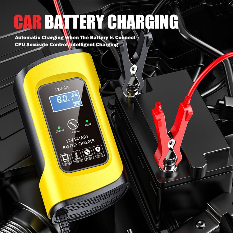 FOXSUR 12V8A SUV Car Motorcycle Intelligent Repair Type Lead-acid Battery Charger(EU Plug) - free shipping - PMC TechLife - Order now!