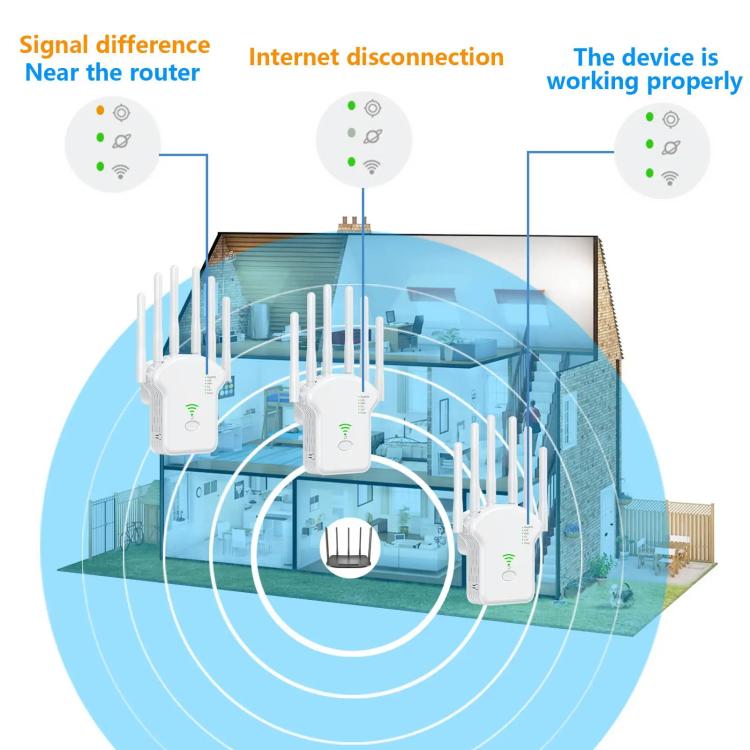 Urant U13 1200Mbps 2.4G/5G Dual Band WiFi Repeater Signal Amplifier EU Plug Black - Broadband Amplifiers by Urant | Online Shopping South Africa | PMC TechLife | Buy Now Pay Later Mobicred