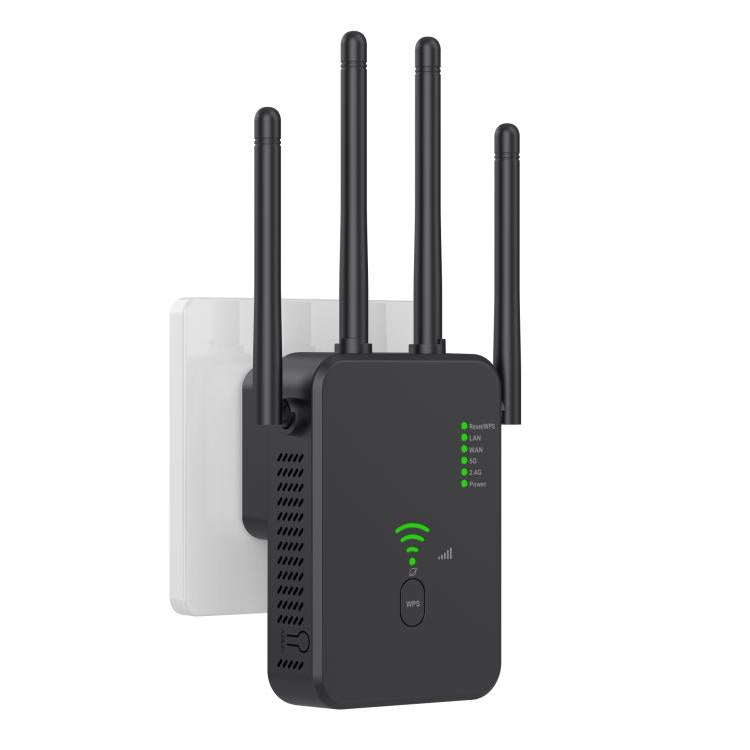 Urant U10 300Mbps 2.4G Wireless Repeater WiFi Signal Amplifier With 4 Antennas EU Plug Black - Broadband Amplifiers by Urant | Online Shopping South Africa | PMC TechLife | Buy Now Pay Later Mobicred