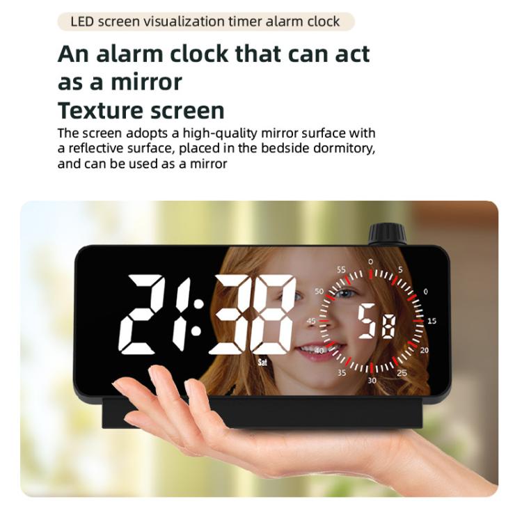 Multi-Functional LED Screen Mirror Charging Alarm Clock Reminder Visual Timer(Black) - Alarm Clocks by PMc TechLife | Online Shopping South Africa | PMc TechLife | Buy Now Pay Later Mobicred