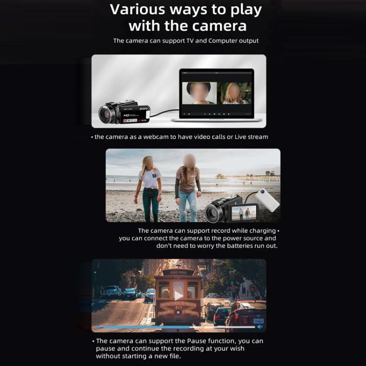 Ordro 1080P 30fps HD Night Vision Infrared Digital Camera(Black) - free shipping - PMC TechLife - Order now!