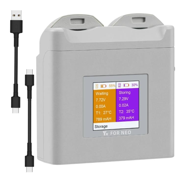 For DJI Neo Drone YX Color Screen Battery Charger Charge 2 Batteries(Gray) - free shipping - PMC TechLife - Order now!
