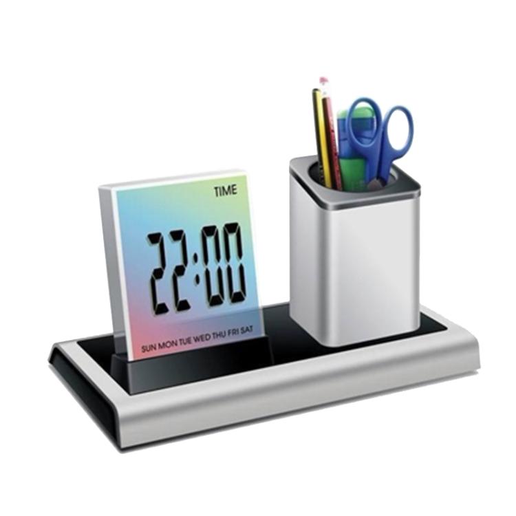 288A Multifunctional Colorful Calendar / Temperature Display LED Alarm Clock With Pen Holder(Silver) - Alarm Clocks by PMc TechLife | Online Shopping South Africa | PMc TechLife | Buy Now Pay Later Mobicred