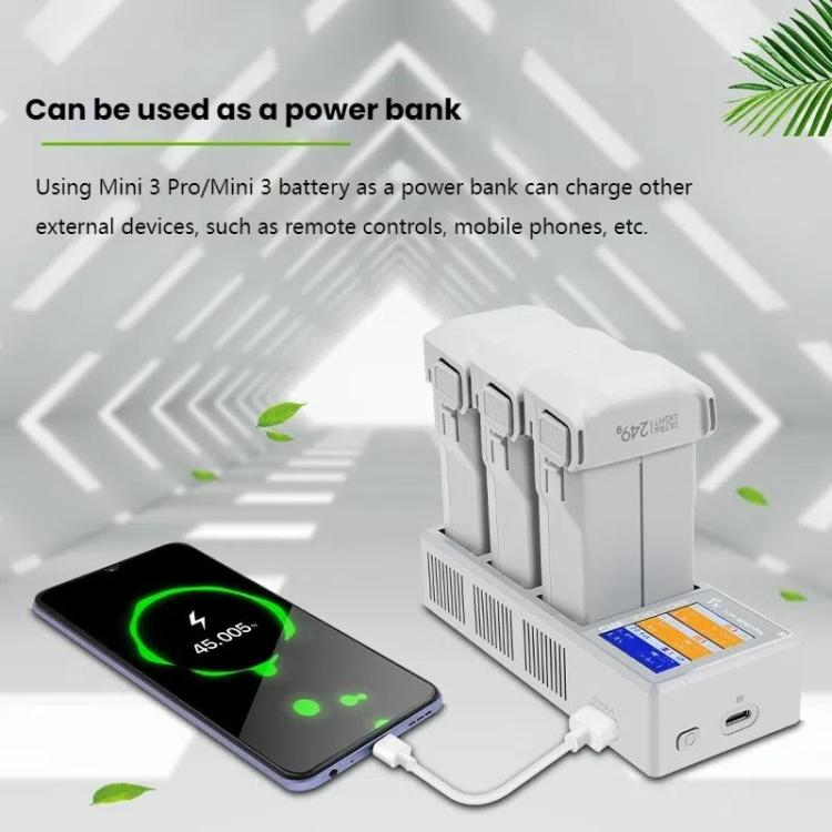 For DJI Mini 4 Pro / Mini 3 Pro / Mini 3 YX Color Screen 3-Way Charger Battery Manager With 65W EU Plug - free shipping - PMC TechLife - Order now!